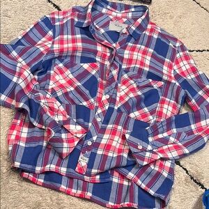 Rails Long Sleeve Plaid Shirt Jacket in Blue, Red, White